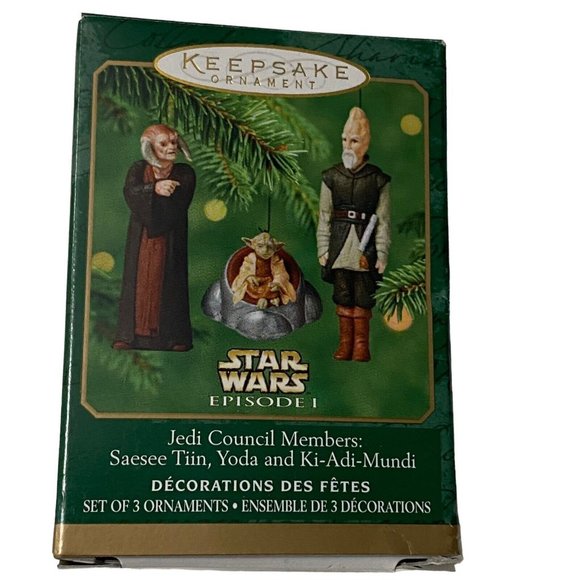 Hallmark Star Wars Jedi Council Saesee Tiin Yoda Ki-Adi-Mundi 3 Ornament Set - Picture 7 of 7